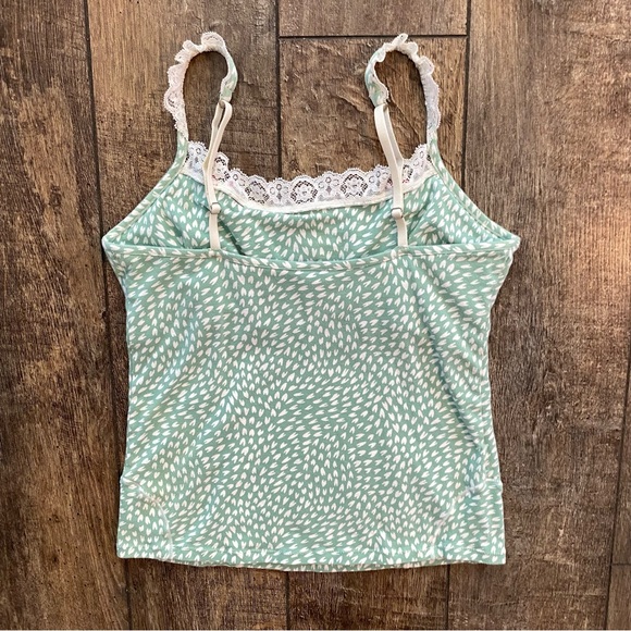 y2k vintage betsey johnson green & white heart lacy cami with mini pink bows - Picture 2 of 4